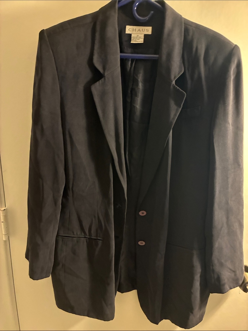 Vintage Chaus 100% Silk Black Oversized Blazer".